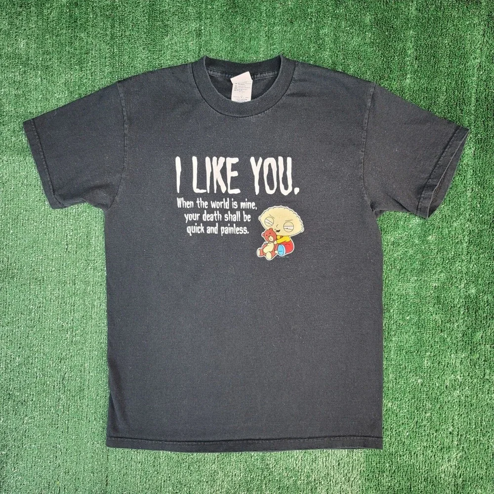 Vintage Family Guy Stewie I Like You Funny Shirt Black M TV Adult Swim 2003 Fox - Picture 2 of 7